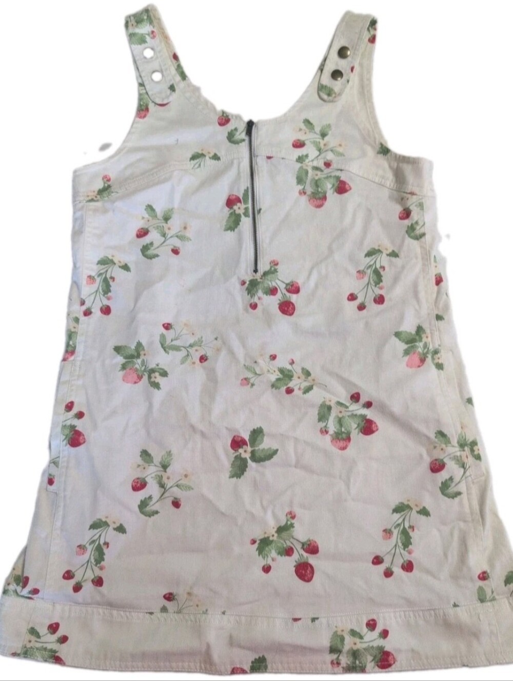 Versona White Small Sleeveless Strappy Strawberry Print Mini Dress